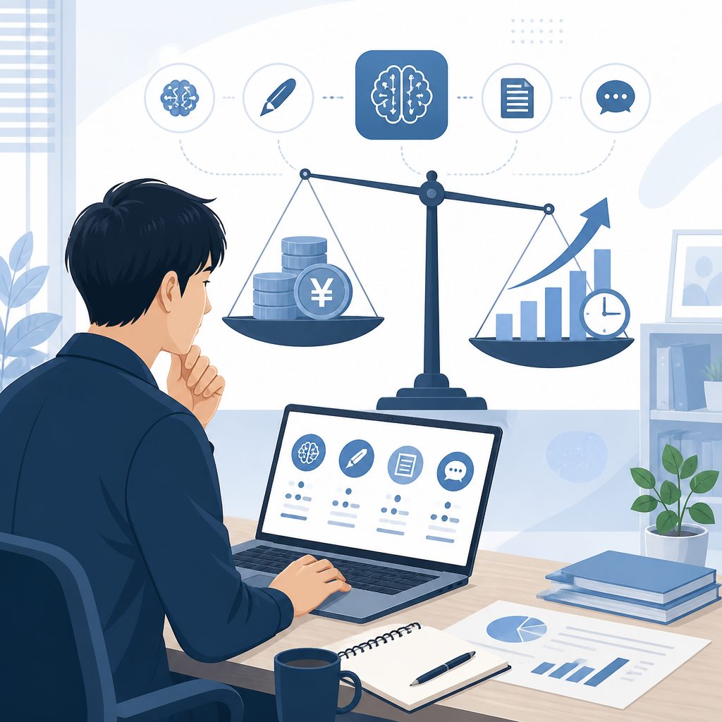 AIライティングツール比較｜費用の元は取れるか検証のイメージイラスト