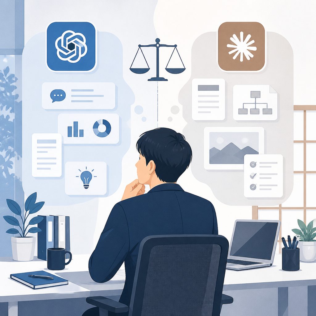 ChatGPTとClaudeの違いは？仕事での使い分け実録のイメージイラスト