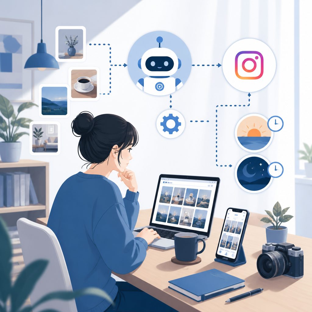 インスタ自動投稿は個人でも可能｜毎日2回運用の実録と注意点のイメージイラスト