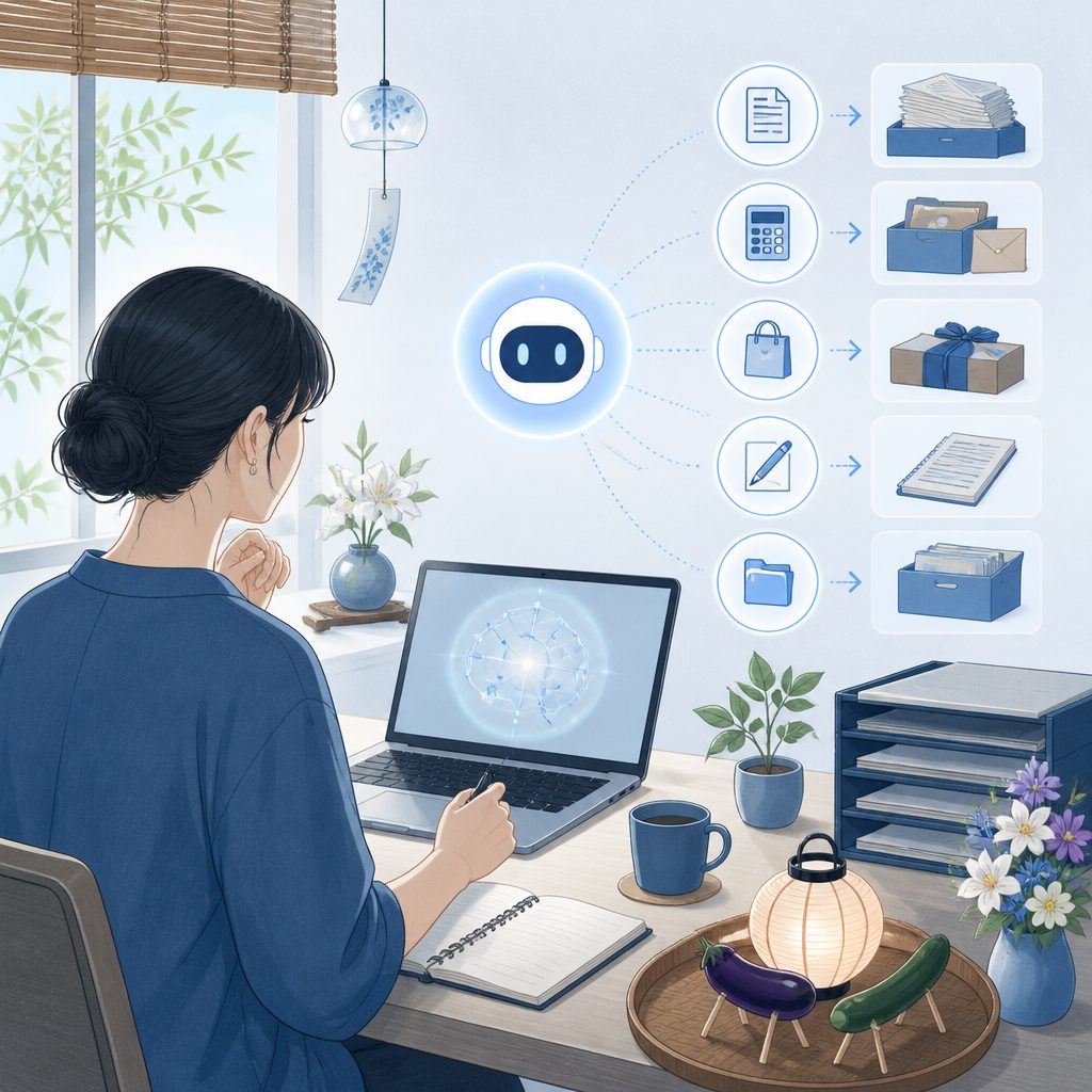 お盆休み前にAIで業務整理｜個人事業主の期日リスト術のイメージイラスト