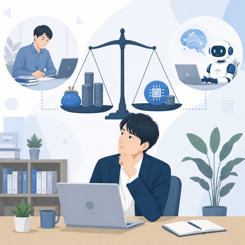 記事作成の外注費用とAIツール代を徹底比較のイメージイラスト