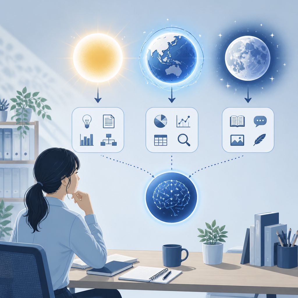 GPT-5.6 Sol/Terra/Lunaの違いと使い分けのイメージイラスト