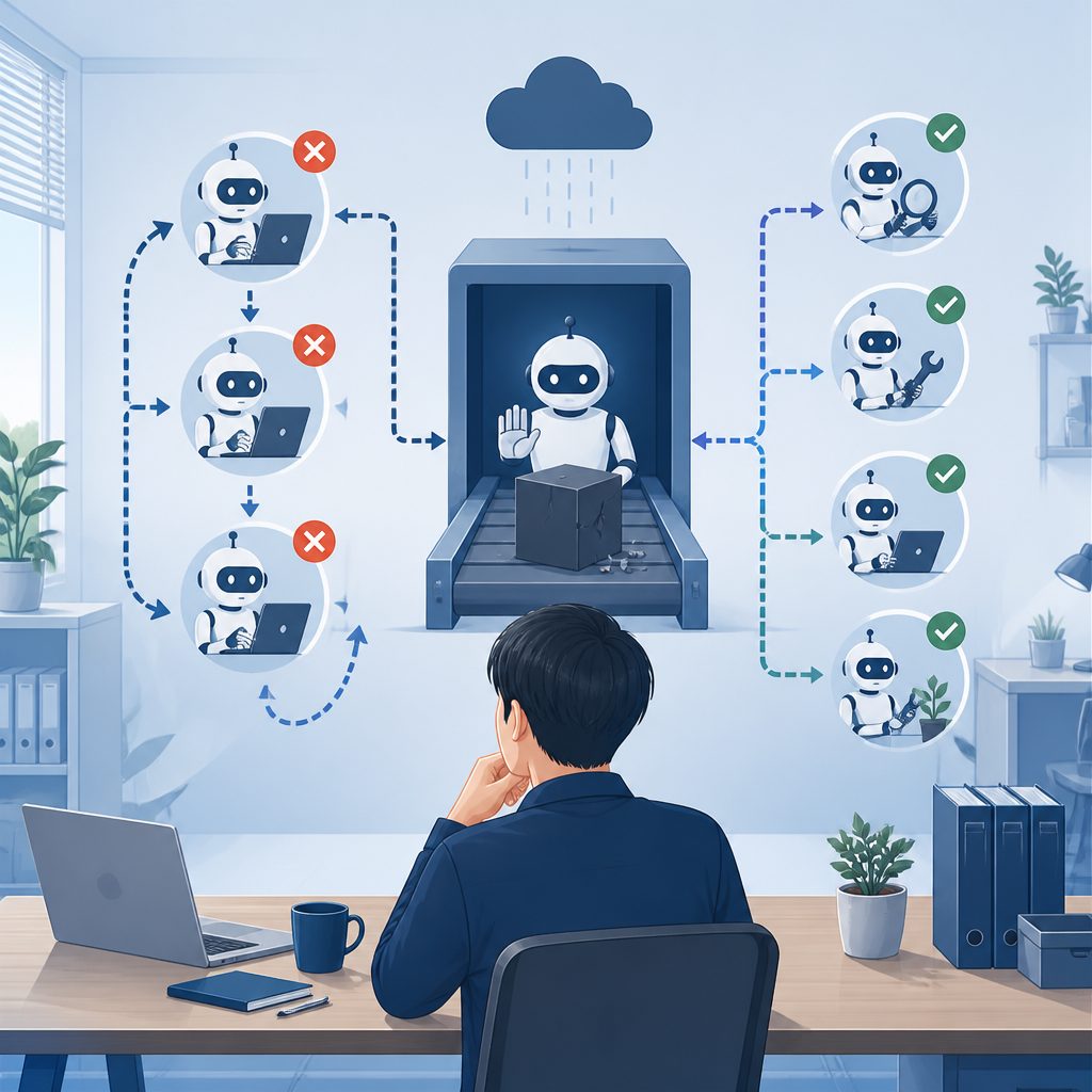 自動化の失敗|同じ再試行では直らない時があるのイメージイラスト